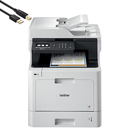 Brother MFC-L8610CD All-in-One Color Wireless Laser Printer for Home Office - Print Copy Scan Fax - 33 ppm, 600 x 2400 dpi, 8.5 x 14, Automatic Duplex Printing, 50-Sheet ADF - BROAGE Printer Cable