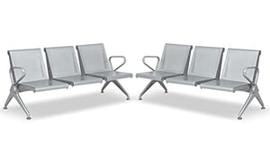 Kinsuite Office Guest Chairs 2Pcs 3-Seat Reception Chairs, 6-Seat Waiting Room Chair with Breathable Mesh & Ergonomic Backrest - Silver