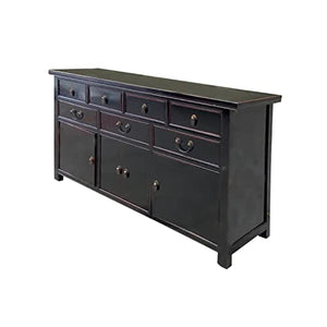 orientliving Chinese Black Lacquer 7 Drawers Sideboard Buffet Cabinet