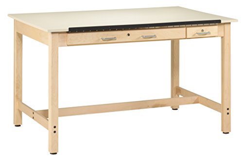 Diversified Woodcrafts IDT-102 Instructors Art and Drafting Table with Dovetailed Drawers and Plastic Laminate Top, 60" Width x 37" Height x 37-1/2" Depth