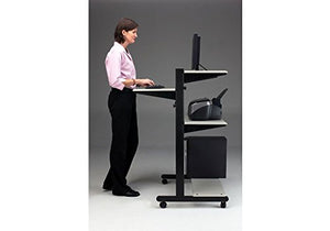 Mayline Group Adjustable Height Computer Cart Medium Cherry Finish Dimensions: 32" W x 31" D x 50" H Weight: 60 lbs.