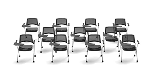 TEAMtime 11 Person Flip Table Student Chair Set - Model 2054, Black Color, Foldable for Compact Storage