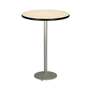 KFI Seating Round Bar Height Pedestal Table with Round Silver Base, Commercial Grade, 30-Inch, Natural Laminate, Made in the USA
