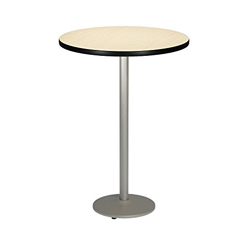 KFI Seating Round Bar Height Pedestal Table with Round Silver Base, Commercial Grade, 30-Inch, Natural Laminate, Made in the USA