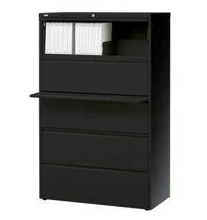 Lorell 60550 5-Drawer Lateral File Cabinet, 42"x18-5/8"x67-5/8", Black