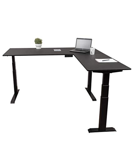 Triple Motor Electric L Shaped Desk/Standing Desk with EZ Assemble Frame | Assembles in Minutes | Extra Weight Capacity (71") (Black) (71" x 71", Black Frame/Black Top)