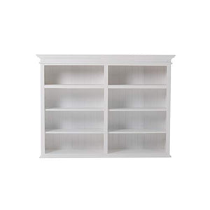 NovaSolo Furniture Halifax Mahogany Wood Bookcase 5 Doors 3 Drawers Classic White