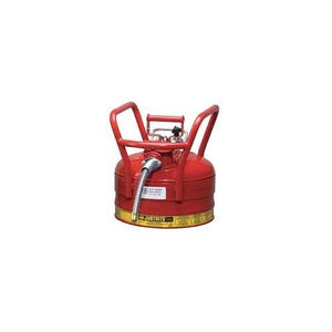 Justrite 7325120 2 1/2 Gallon Red AccuFlow Galvanized Steel Type II Vented Safety Can with Flame Arrester, 5/8 Metal Hose and Roller Bars, Plastic, 1" x 1" x 1"