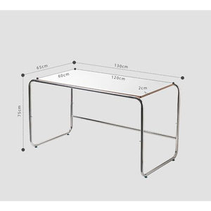 SUBVERS Modern Simple Computer Desk with Stainless Steel Table Stand - White (130x65x75cm)
