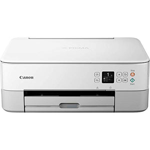 Canon PIXMA TS Series All-in-One Color Wireless Bluetooth Inkjet Printer - White - Copier/Printer/Scanner - 13.0 ipm, Auto 2-Sided Printing, Voice-Activated, 1.44" OLED