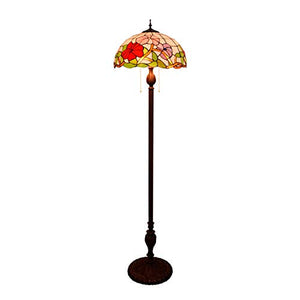 Xiaochen Tiffany Green Pastoral Style Floor Lamp 16" Stained Glass Reading Lamp