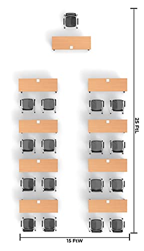 Team Tables 17 Person Folding Training Seminar Tables with Modesty Panel, Power+USB Outlet, and Industrial Caster Z-Base
