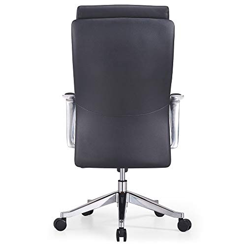 Adjustable Ergonomic Draper Leather Executive Chair with Aluminum Frame- Black