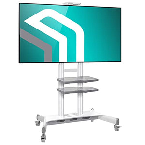 ONKRON Mobile TV Stand for 50" - 86" TVs up to 200 lbs - Adjustable Portable - White