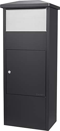 Winbest Steel Freestanding Floor Lockable Large Drop Slot Mail Box with Parcel Compartment, Black
