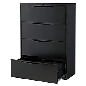 Global Industrial 36"W Premium Lateral File Cabinet, 4 Drawer, Black