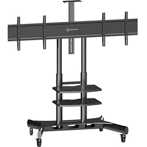 ONKRON Mobile TV Stand Dual TV Mount with Wheels - Height Adjustable Rolling TV Cart - 40-65" Screens, Max 100 lbs, VESA 600x400 mm, Black