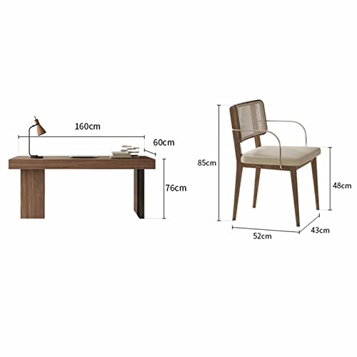 Office Desk and Chair Set, Home Wooden Computer Desk with Drawers, Modern Personal Writing Desk (160x60x76cm)