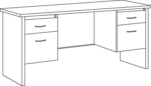 Lorell Mahogany Laminate/Charcoal Steel Double-Pedestal Credenza - 2-Drawer (LLR79160)