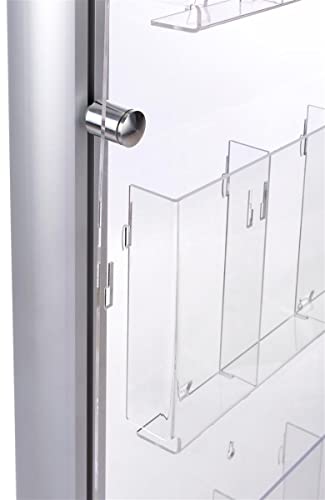 Displays2go 4-Tiered Metal Literature Floor Stand, Silver - 12/24 Pockets