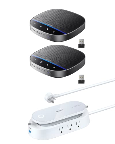 Anker PowerConf S500 Speakerphone (2 Pack) + 647 Charging Station (100W) + 10-in-1 Power Strip
