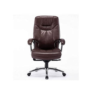 SyLaBy Executive Office Boss Chair with Footrest - Brown Leather Reclining