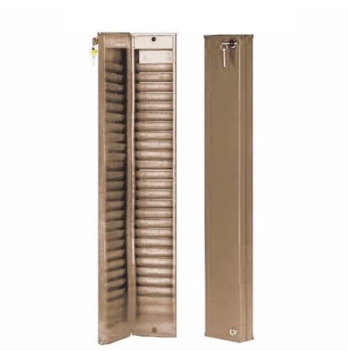 Model Custom50 Locking Steel ID Badge Holder Rack for Security, 50 Slot, Sepia