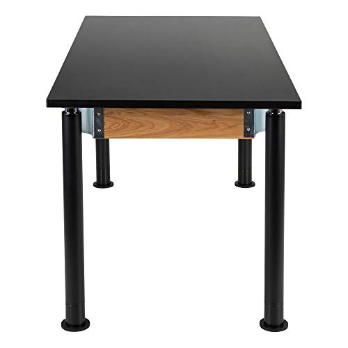 Learniture 30" W x 60" L Adjustable-Height Science Lab Table w/Chemical Resistance Top, Black