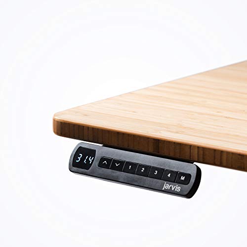 Fully Jarvis Standing Desk 60" x 30" Bamboo Top - Electric Adjustable Desk Height from 30" to 49.3" with Memory Preset Controller (Rectangle, White Frame)