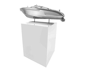 Marketing Holders 5 Sided Cube Pedestal 16”W x 18”H x 16”D Throne White Platform Art Collectible Display Stand Riser or Cover Models Memorabilia Dust Cover Glasses Trophies Business TradeShows Expos