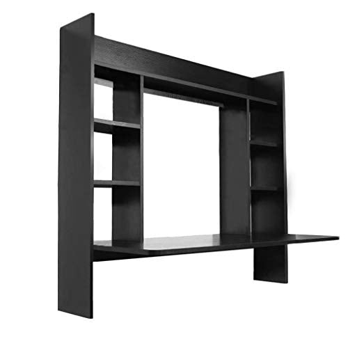 Wooden Wall Mounted Desk, Floating Computer Desk Home Office Table Desk Workstation, Space Saving, Laptop PC Table for Living Room, Bedroom, Office (Black)