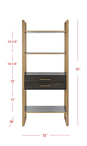 Safavieh ETG6204A Home Collection Skylar 4 Tier 1 Drawer Etagere, Gold/Grey