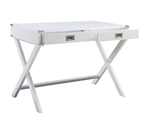 GYCHEE Rectangular Writing Desk for Home Office, Laptop PC Table Workstation with 2 Storage Drawers, Modern Office Desk with Crossing X Base, Computer Desk, Makeup Vanity Table,42" L x 24" W x 30" H