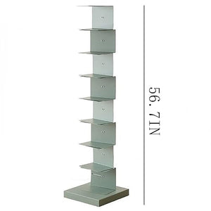 PIcube All Metal Invisible Book Tower Heavy Duty Spine Bookshelf White 5 Shelf