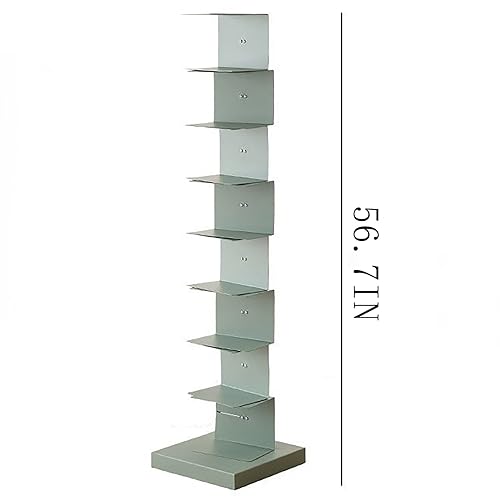 PIcube All Metal Invisible Book Tower Heavy Duty Spine Bookshelf White 5 Shelf
