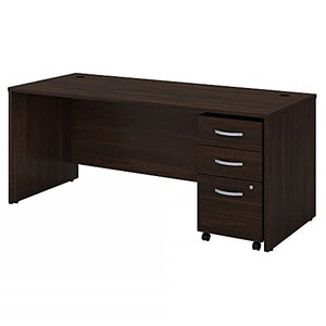 Bush Business Furniture Studio C Office Desk with Mobile File Cabinet, 72W x 30D, Black Walnut