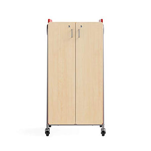 Safco Rolling Storage Cart with Magnetic Dry-Erase Back, Red, 60" H