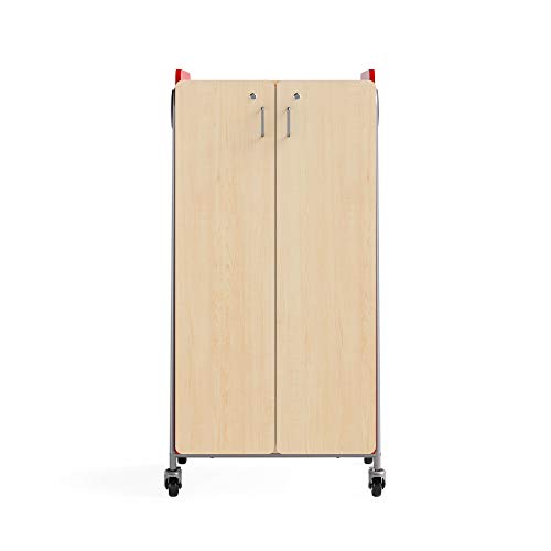 Safco Rolling Storage Cart with Magnetic Dry-Erase Back, Red, 60" H