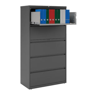 Lorell Fortress Lateral File Cabinet, 36x18-5/8x67-11/16", Charcoal