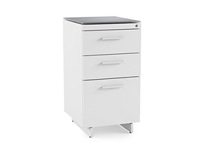 BDI 6414 SW/GRY Centro 3-Drawer File Cabinet, Satin White/Gray Glass