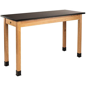 National Public Seating NPS 24x60 Modern Solid Wood Science Lab Table with Chem-Res Top - Black