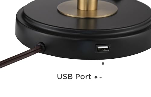 360 Lighting Black and Brass Adjustable USB Desk Lamps Set of 2