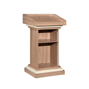 Yadlan Solid Wood White Podium Stand for Church with Tilted Desktop