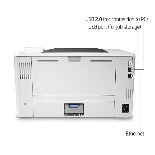 (Renewed) HP Laserjet Pro M404 dn Wired Black and White Monochrome Laser Printer with Built-in Ethernet, White - Print only - 2-line LCD, 40 ppm, Auto 2-Sided Printing, 8.5 x 14