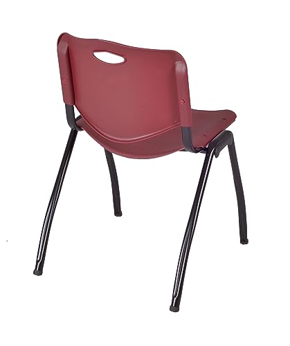 Regency Kobe 30-Inch Round Breakroom Table Set with 4 M Stack Chairs, Cherry/Burgundy