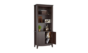 Inval BE-8004 Espresso Wengue Wood 4 Shelf Bookcase with Covered Storage