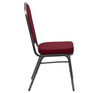 LIVING TRENDS Marvelius Crown Back Banquet Chair 10-Pack - Burgundy Fabric/Silver Vein Frame