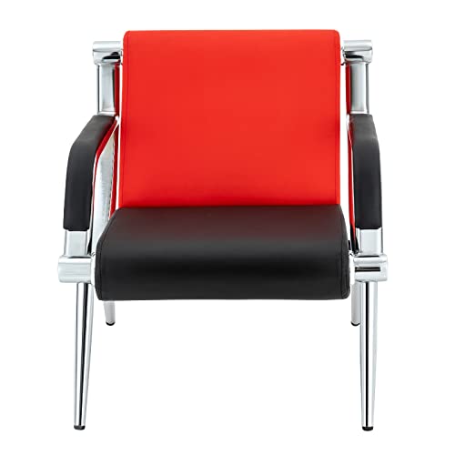 OUKANING Reception Bench PU Furniture Guest Seating Lobby Chairs with Armrest, 3 Seat Set of 2