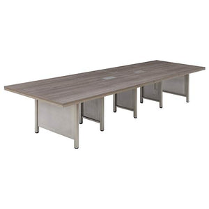 NBF Signature Series Expandable Conference Table 14' Gray Laminate Top/Brushed Nickel Leg