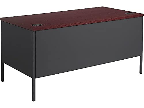 HON Metro Series Classic Double Pedestal Desk, 60", Mahogany/Charcoal (HP3262)